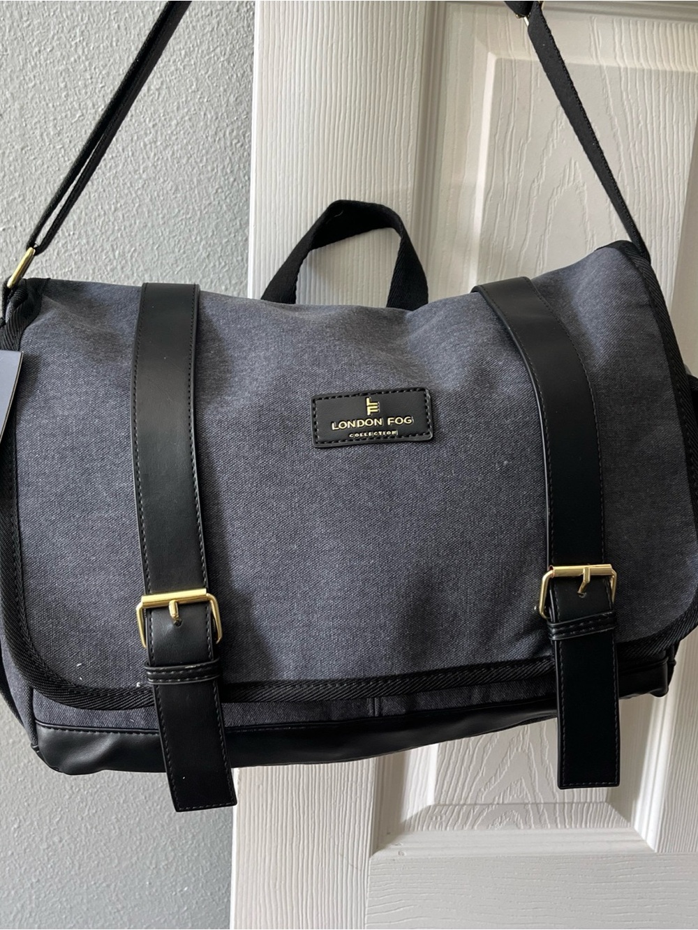 London Fog Gray and Black Messenger Bag